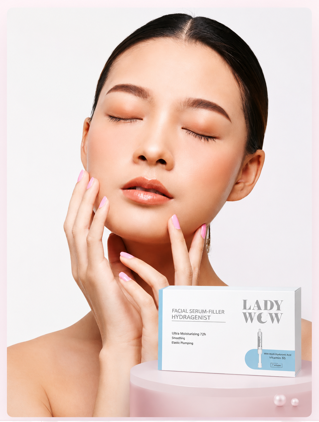 Người mẫu chăm sóc da cùng Facial Serum-Filler Hydragenist LADY WOW